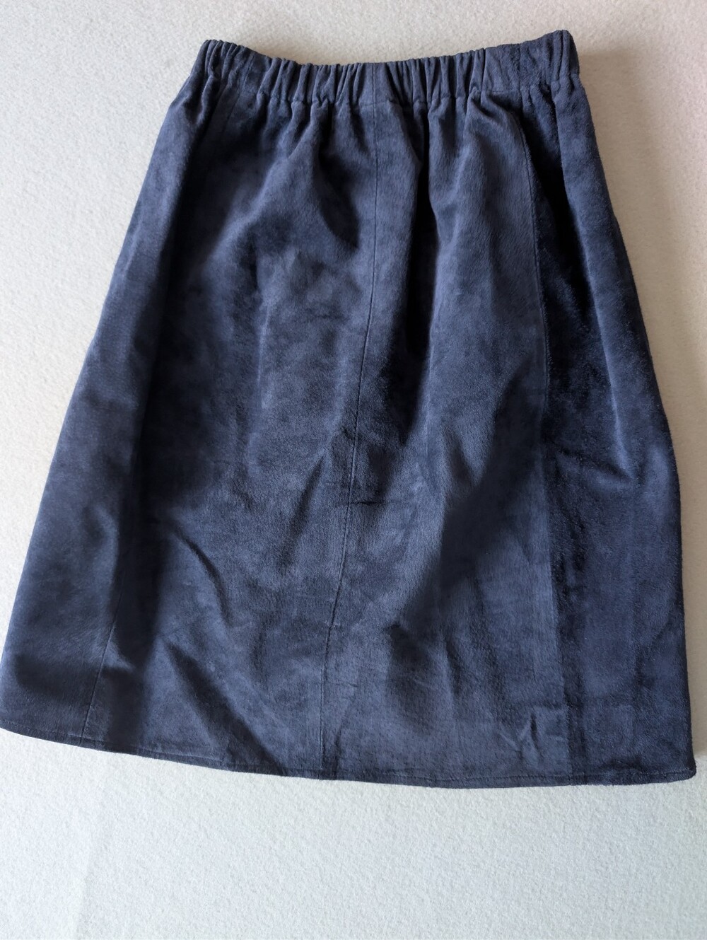 Leather City Navy Genuine Suede Mini Skirt Sz Small Edgy Avante Garde Tailored image 7